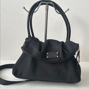 Kate Spade Black Nylon Slouchy Top Handle Crossbody Bag Boho